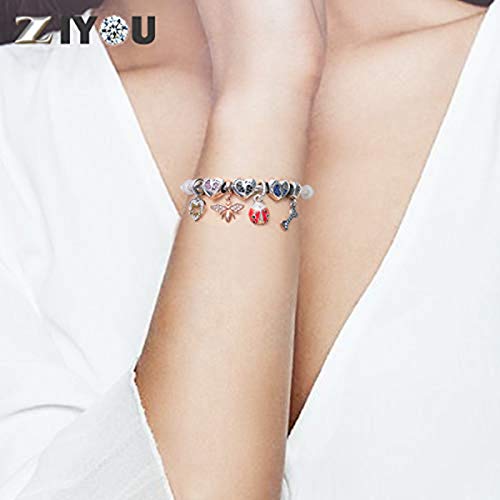 Baby Footprint Heart Charm With October Birthstone For Pandora Mother Day Bracelets - 925 Sterling Silver Mom Love Daughter Pink Feet Beads, Gifts For Girls/Baby Shower Christmas #TOP1