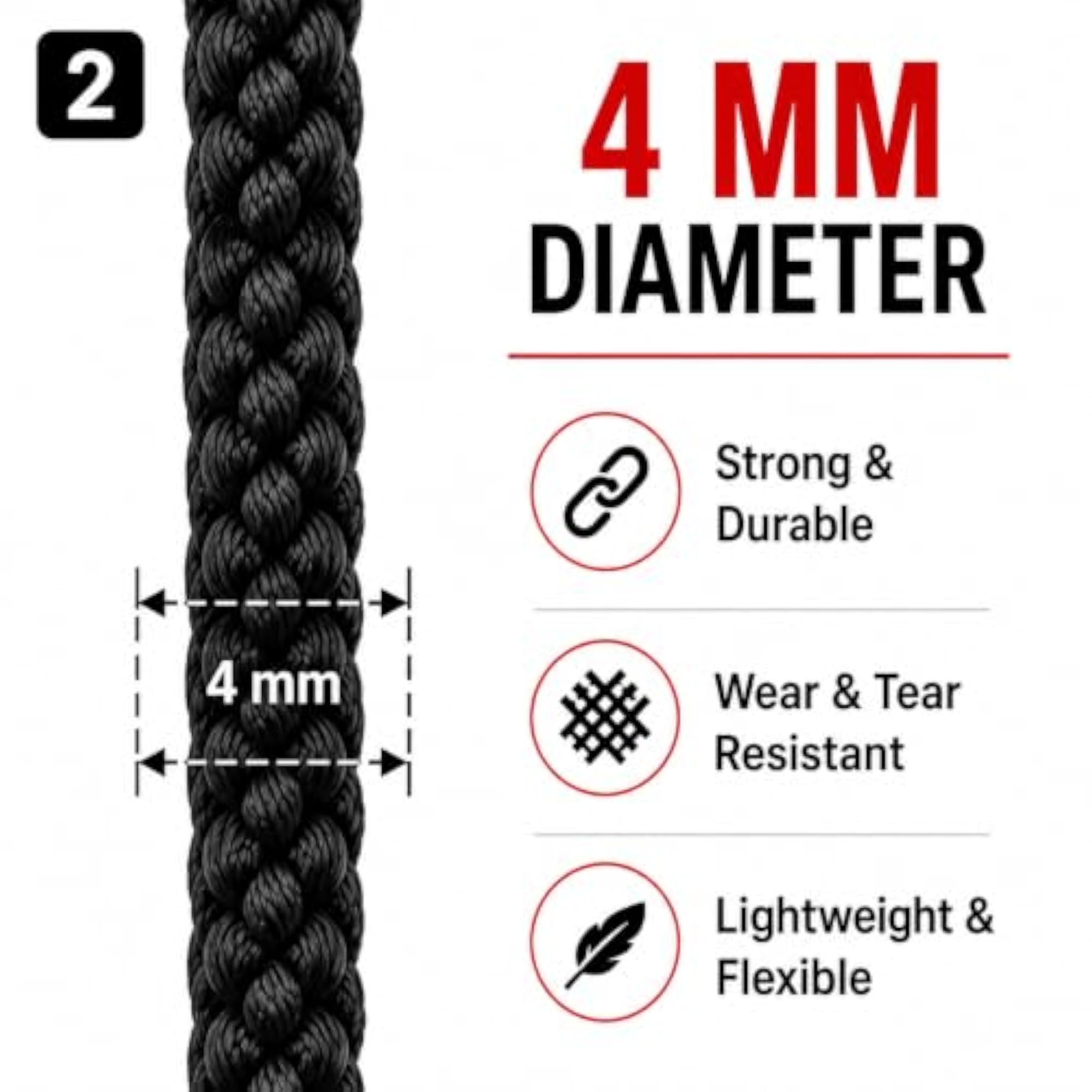 Braided Polyester Rope 4mm, Durable and Versatile