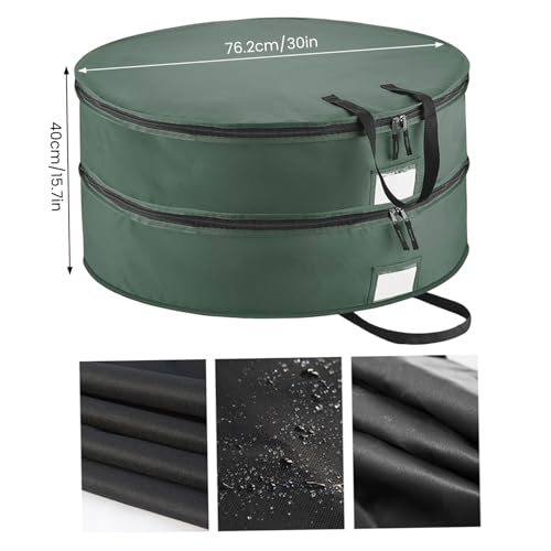 Bolsa para coronas navideñas de 30 pulgadas verde de doble capa 5