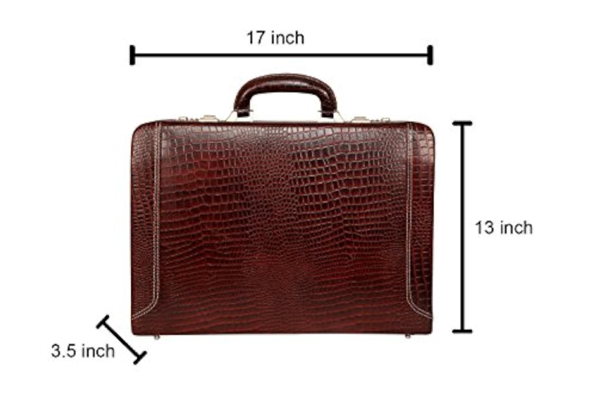 Luxurious Genuine Leather Attache Case Briefcase, Coffee-Brown