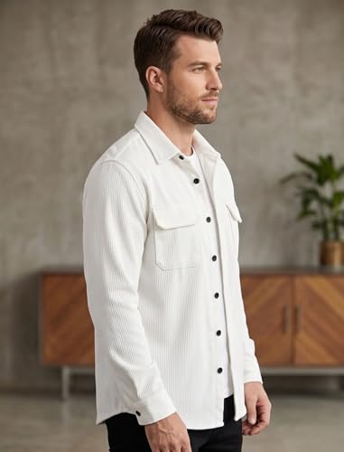Image of MiraMichi Men's Full Sleeve Corduroy Striped Casual Jacket, Ideal for Stylish Everyday Outfits