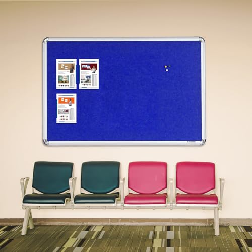 Image of ALKOSIGN Astra Felt Notice Board -Blue (2 x 6 Feet) |Bulletin Board, Pin-up Board, Display Board, Push pins Board, Vision Board, Soft Message Board, for School, College, Office, Study Room etc