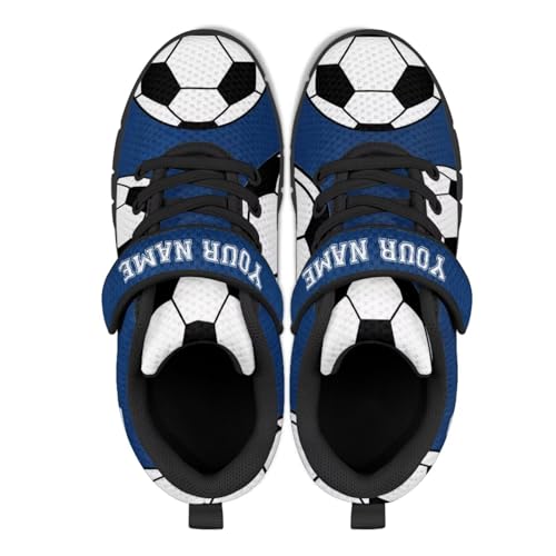 Kids Custom Name Sneakers Boys Soccer Print Tennis Shoes Lightweight Breathable Running Shoes with One Strap2