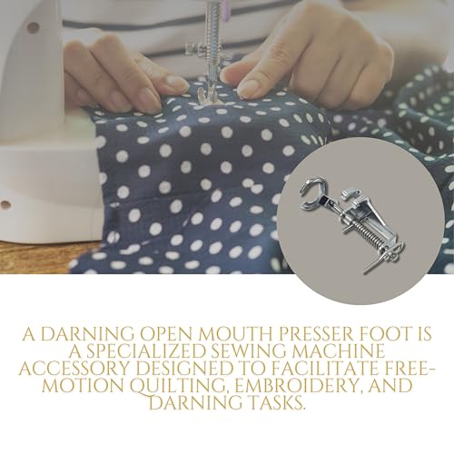 Image of ZENITH Metal Darning Open Mouth Pressure Foot Snap on Type for Automatic Electric Low Shank Sewing Machines Suitable for Usha Janome Brother Singer etc Steel Finish (Metal Darning Open Mouth)