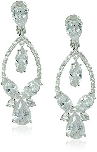 Preisvergleich Produktbild Anne Klein Silver-Tone Cubic Zirconia Orbital Drop Clip-On Earrings