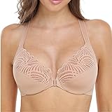 BURUVO Frauen vorne konvexer BH T-Rücken Konvexe Unterwäsche Nahtlose ungefütterte Unterwäsche in Übergröße Nude 105G