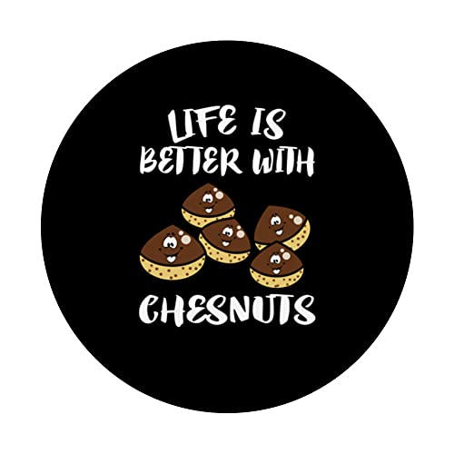 Life Is Better With Chesnuts Vegetable PopSockets Swappable PopGrip, Black - Image 3