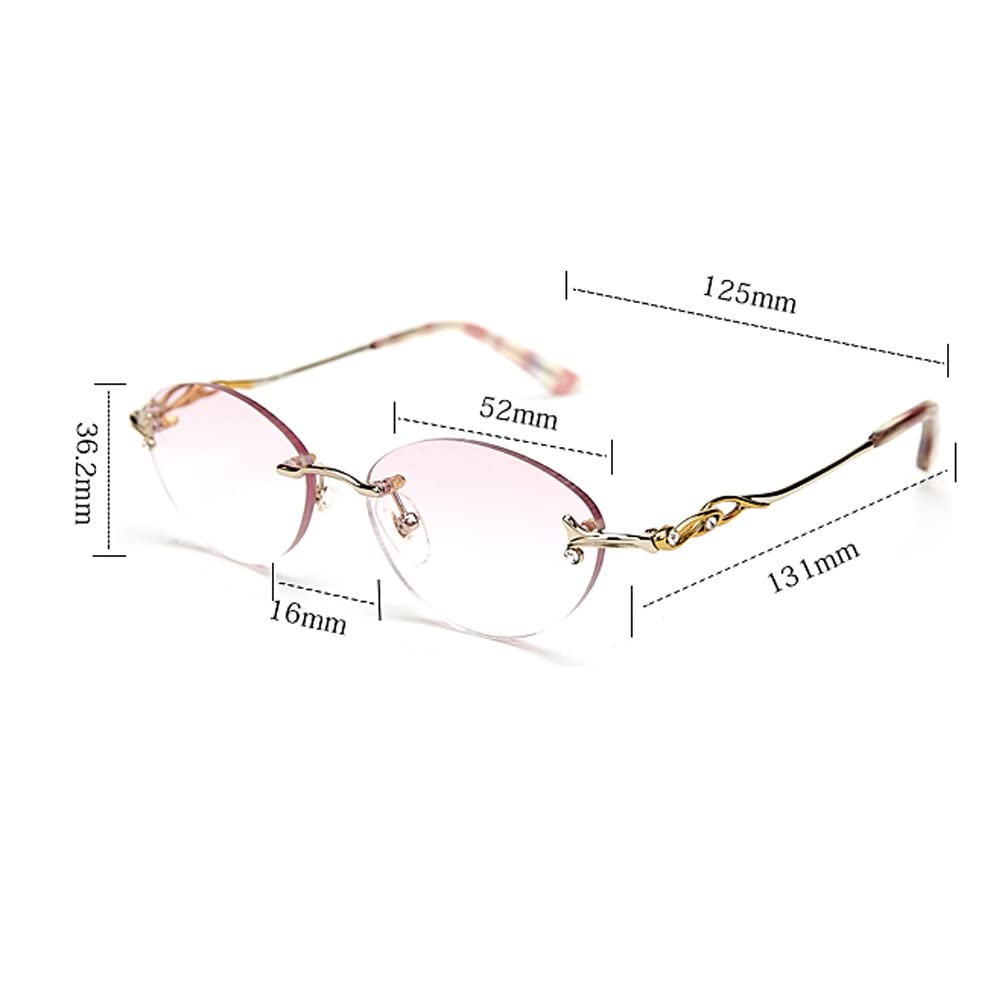 Gafas De Lectura Mujeres Gafas De Oval Sin Marco Gafas De Ordenador Multifocales Progresivas Lente De Multifocales +2.0/+2.5 (Size : +3.5Reading)