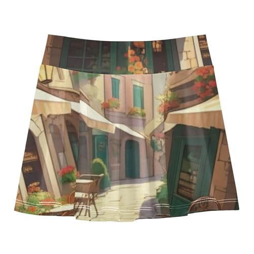 Charming European Street Floral Athletic Shorts Girls Skorts Tennis Skirts Toddler Print Pleated Skort 3t2