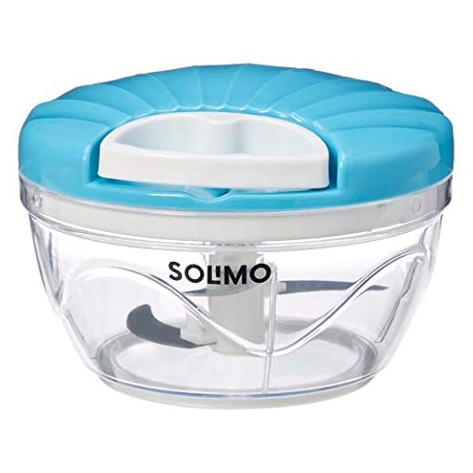 Amazon Brand - Solimo 500 ml Large Vegetable Chopper with 3 Blades, Blue