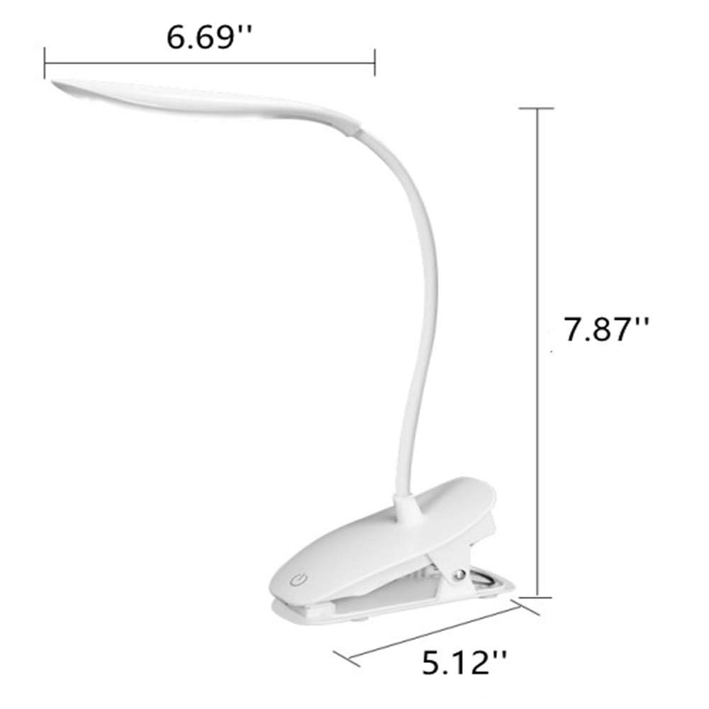 Luz de Estudio LED de Cuello de Cisne giratoria con Clip y Luces de Lectura USB lámparas de Clip de luz de Libro Nocturno para Escritorio, cabecero de Cama, computadora