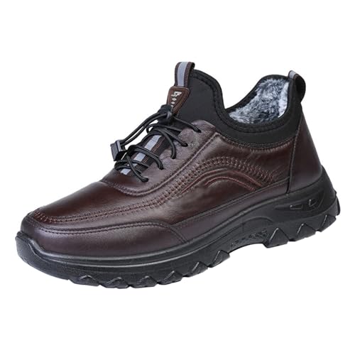 Generisch Zapatillas de correr para hombre, cálidas, forradas con forro polar, zapatillas de caminar, antideslizantes, suela gruesa, botas de senderismo, cómodas, zapatos informales, zapatos de