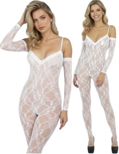 Image of ToBeInStyle Women's Long Sleeve Bodystocking Bodysuit Lingerie Regular & Plus Sizes
