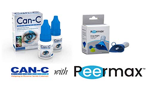 Can-C Lubricant Eye Drops with Antioxidant N-Acetylcarnosine | Effective Solution for Cataracts & Dry Eyes | Natural Eyedrop Ointment Also Includes a Handy Peermax Eye Drop Guide & Wash Cup