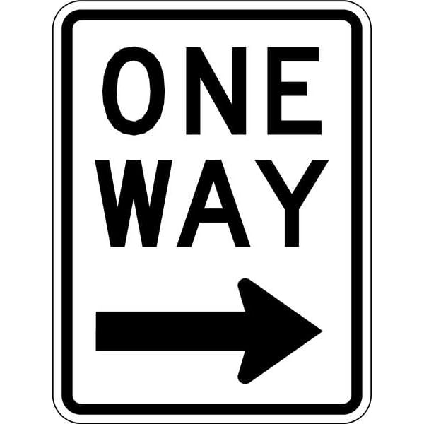 SmartSign MUTCD # R6-2R 3M High Intensity Grade Reflective Sign, Legend "One Way" with Right Arrow, 24" high x 18" wide, Black on White