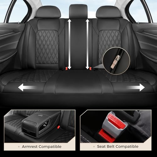 Image of Coverado Automotive Seat Covers, Car Seat Covers Full Set, Car Seat Cover, Waterproof Seat Covers, Car Seat Protector Car Seat Cushion Interior Truck Accessories Universal Fit Most Cars, Black