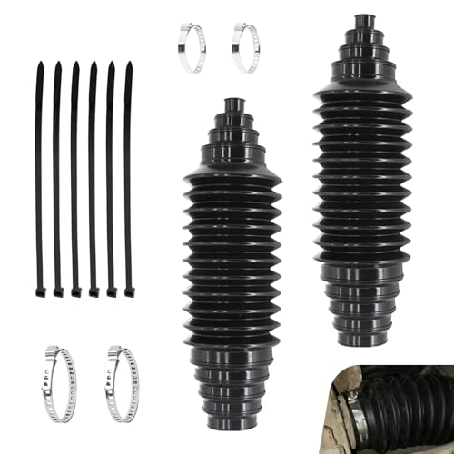 Cuymoap 2 PCS Car Rack and Pinion Boots, Steering Rack Boot with Fixed Clamps & Cable Ties, No-disassembly Ball Cage & Inner Tie Rod Protective Cover, Repair Kit for Most Cars (Black)