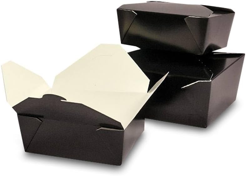 40ea - #4 8-3/4x6-7/16x3-1/2 Black Econo-Pak Takeout Box | Width: 8 3/4" Width 6 7/16"