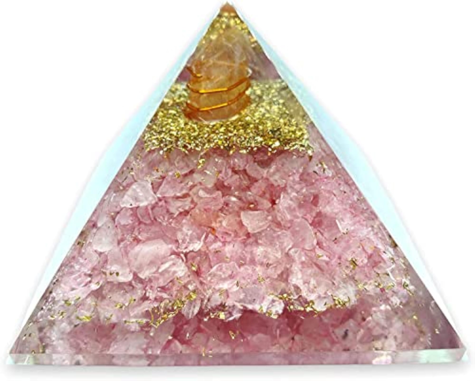 Orgone Pyramid Rose Quartz Crystal with Healing Stones