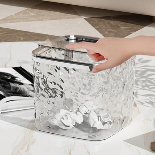 Caneca de basura pequeña para escritorio con tapa press pop-up miniatura 6