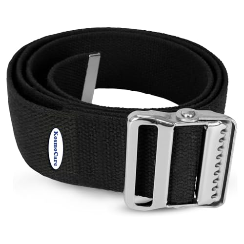 Image of KosmoCare Gait Belt | Transfer Assist with Quick Release Metal Buckle | Medical Safety Strap for Elderly, Disabled & Therapists | 60 Inch Adjustable | Load Capacity 150 kg | Black