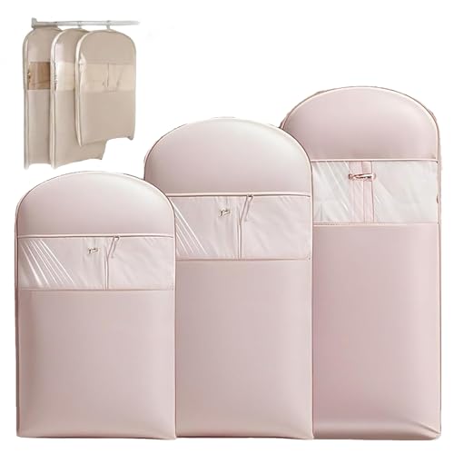 Housse à vêtements suspendue en tissu robuste rose pour la protection des manteaux fins et doudounes