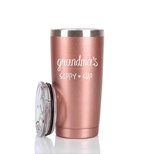 Grandma's Sippy Cup Travel Tumbler, Christmas Mother's Day Gifts for Grandma Grandmother Nana Gigi, 20 Oz Insulated Stainless Steel Travel Tumbler Mug with Lid and Straw