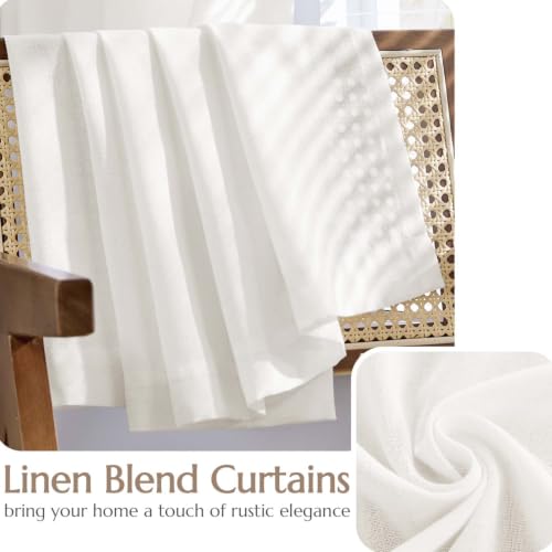 Image of jinchan Lined Linen Curtains Extra Wide Back Tab 100x90 Inch 1 Panel White