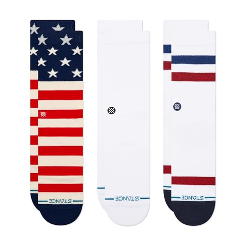 Stance Crew 6-Pack Bundle, Icon and Americana, Cotton Blend and Cushioning Arch Support, Large3