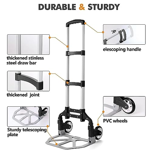 Carretilla plegable portátil de mano con ruedas de goma miniatura 4