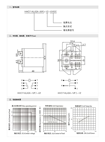 Relé 2 juegos JQX-30F 2Z 30A DC 24V relés intermedios 8Pin DPDT con base 6