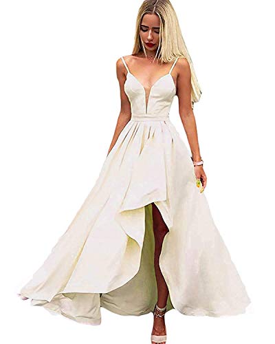 Amazon.com: Lemai Women High Low Front Slit V Neck Spaghetti