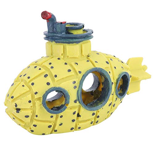 Pbzydu ã€ð‚ð¡ð«ð¢ð¬ð­ð¦ðšð¬ ð†ð¢ðŸð­ã€‘ Yellow Oxygen Resin Fish Tank Ornament, Fish Tank Decoration, Submarine for Fish Tank Aquarium Decoration
