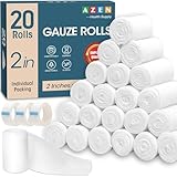 AZEN 20 Pack Gauze Rolls Bandages, 2 in x 4.1 Yards, Premium Medical Supplies & First Aid Supplies, Bandage Wrap Vet Wrap