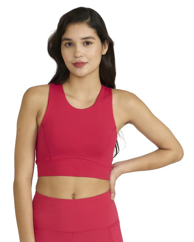 hunnit Sports Bra Crop Top for Women | 2 in 1 Round Neck Sports Bra with Thick Waistband | Medium Impact Bra | Full Coverage | Stretchable Sports Bras for Women for Yoga-picture-48