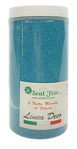 Deco – Sable naturel coloré hypoallergénique et non toxique – Couleurs vives – 0,5 mm – Vendu en pot de 550 ml/750 g – Fabriqué en Italie turquoise