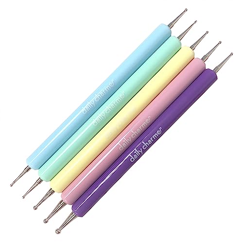 Daily Charme Dotting Pen Tools for Nail Art, 5 pc, 2 Way Nail Art Tip, Dot Paint Manicure kit, Home DIY/Salon Manicure