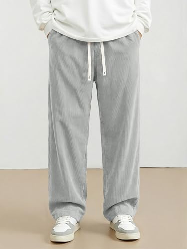 Image of JMIERR Mens Corduroy Pants Wide Leg Baggy Sweatpants | Loose Fit Joggers, Elastic Waist Drawstring, Casual Sweatpants, Vintage Pants, Fall Winter Fashion, Streetwear