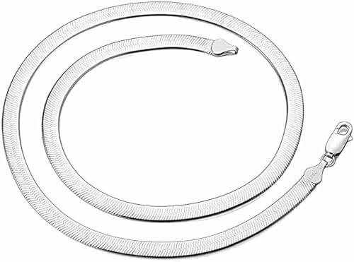Image of WANGJ 925 Silver Necklace 4MM Snake Chain Men Women Couple Sterling Silver Jewelry Blade Chain, 55cm