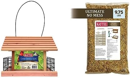 Bundle of Kaytee Cedar Seed and Suet Feeder + Kaytee Wild Bird Ultimate No Mess Wild Bird Food Seed, 9.75 lb