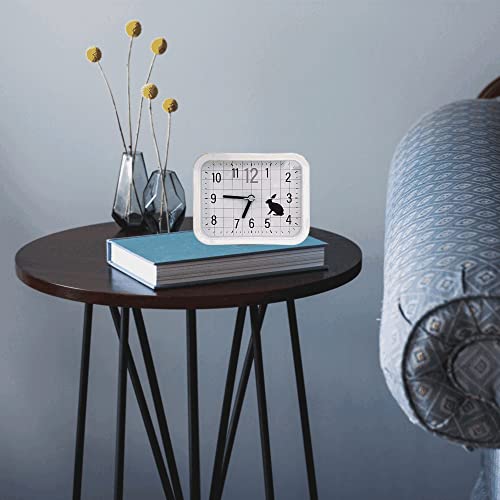 Buyinmo 4.5 Inch Random Pattern Bedroom Bedside Student Office Desk Clock, Battery Operated Alarm Clock,Kitchen Living Room Decorative Wall Square Alarm Clock-White #TOP5