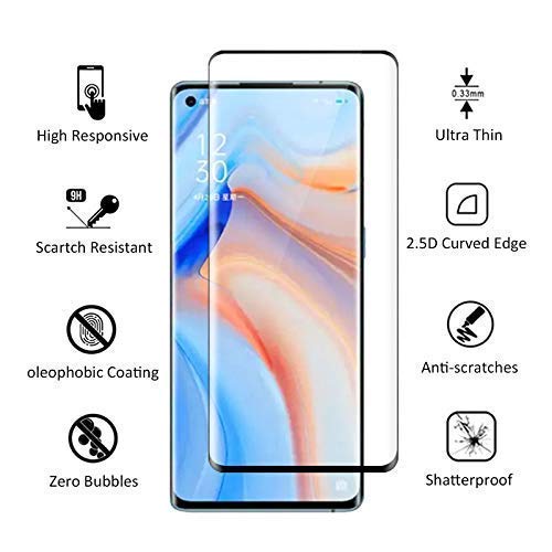 Image of Screen Protector for Oppo Reno 5 Pro Black Tempered Glass Edge-to-Edge 3D Screen Guard With Installation Kit