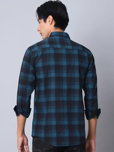 Image of Majestic Man Comfort Cotton Slim Fit Checked Casual Shirt for Men