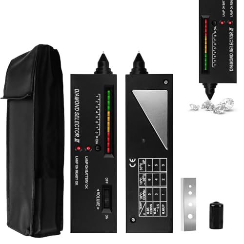 Electronic Diamond Tester Pen Portable Professional Jewelry Gemstone Testing Tool for Diamond Sapphire Ruby Crystal Agate Jade gems Multi Gemstone Precious Stones with LED Light and Audio Indicator