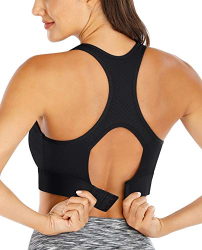 Ewedoos Sports Bras High Support Racerback Workout Bras for Gym(BR01 Black, M)
