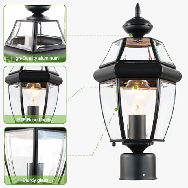 Kalium Outdoor Post Lights 15 Matte Black Lamp Post Light Fixture