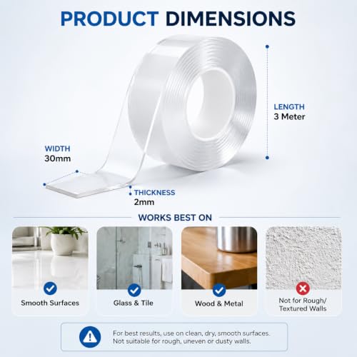Image of 3m Double Sided Tape (Pack of 2) - Strong Multipurpose Adhesive Tape for Clothes, Dress, Craft, Office & Home Use, Transparent Cloth Tape, No Sew Fabric Tape Alternative to Cellotape