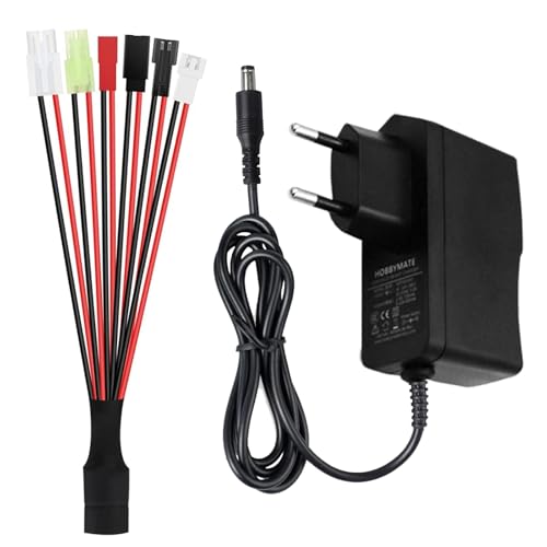 MXJFYY NIMH/NICD RC-Akku-Smart-Ladegerät 2,4 V 3,6 V 4,8 V 6 V 7,2 V 8,4 V 9,6 V 10,8 V 12 V für 2–10 S RC-Auto, Ladegerät mit Standard-Tamiya/Mini-Tamiya/SM 2P/JST/XH/Futaba für RC-Boot/Flugzeug