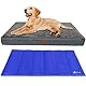 VOUNOT Orthopädisches Hundebett mit Abnehmbarer Kühlmatte, 2 in 1 Hundekissen Mittelgroße Hunde, Waschbare Hundematte, Grau 91x70x9 cm