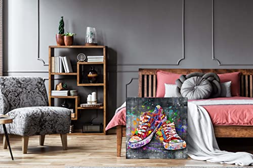 Cirabky Red Wall-Art Large - Fashion Wall Decor Living Room - Banksy Wall Art Graffiti Picture Shoe Poster Ready To Hang Size 36"X 36" #TOP4